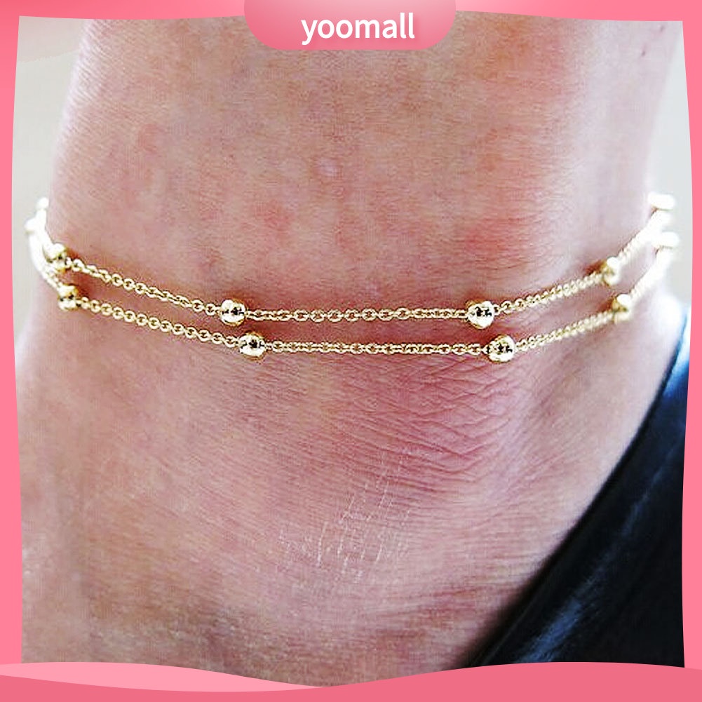 Lắc Chân Hai Lớp Xỏ Hạt Thời Trang Đi Biển Mùa Hè Cho Nữ