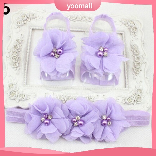 Set Băng Đô Hoa Hồng + Vòng Đeo Chân Trần Dễ Thương Cho Bé