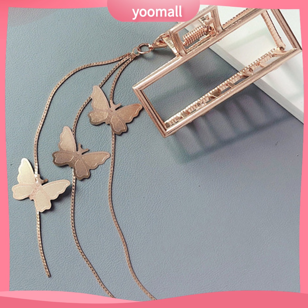 Kẹp Tóc Hình Bướm Rỗng Mạ Vàng Phối Tua Rua Xinh Xắn Cho Nữ