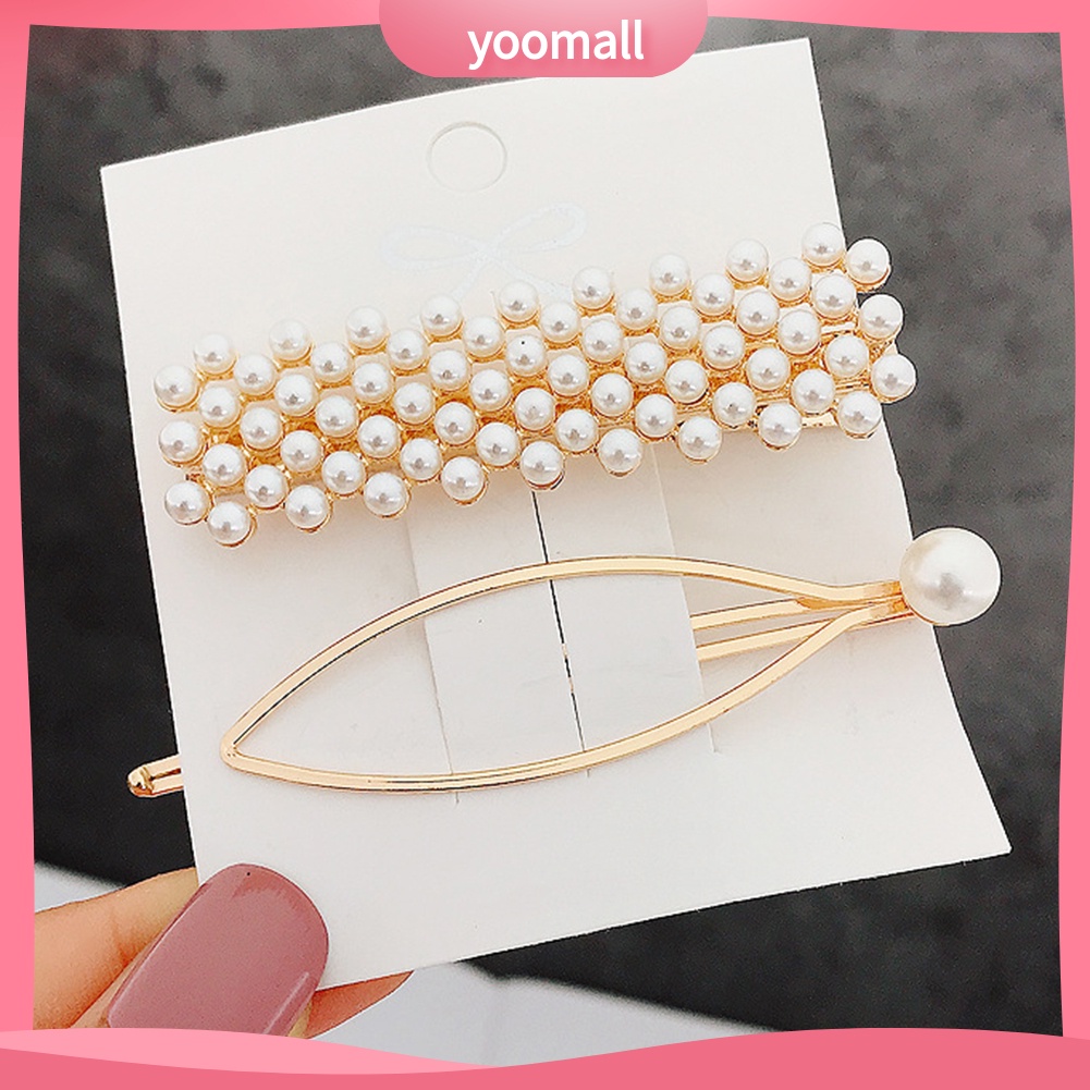 Set 2 / 3 Kẹp Tóc Hình Chú Ong / Lá / Con Ong Đính Ngọc Trai Nhân Tạo Thời Trang