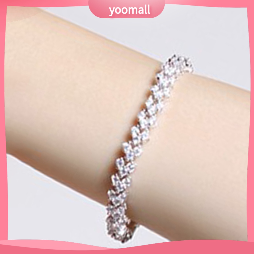 Vòng Tay Đính Pha Lê Giả Hình Trái Tim Lấp Lánh Thời Trang Cho Nữ