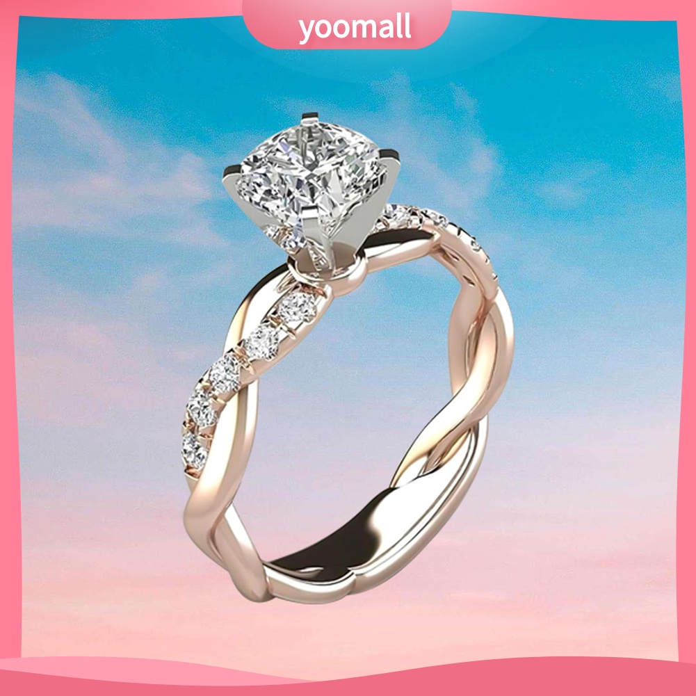 Nhẫn Đính Hôn Dạng Xoắn Đính Đá Zircon Dành Cho Nữ