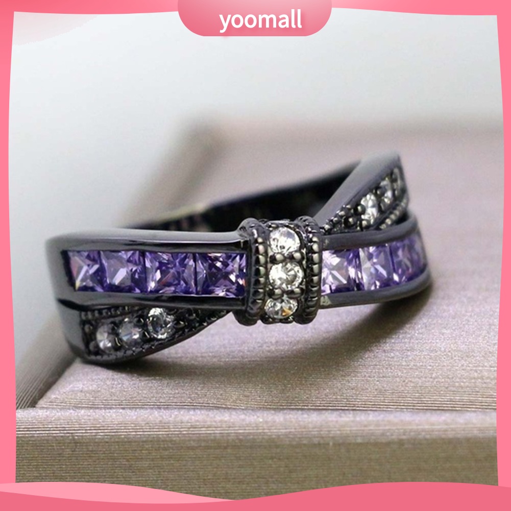 Nhẫn Đính Hôn Đính Đá Thạch Anh Tím Giả Thời Trang Cho Nữ