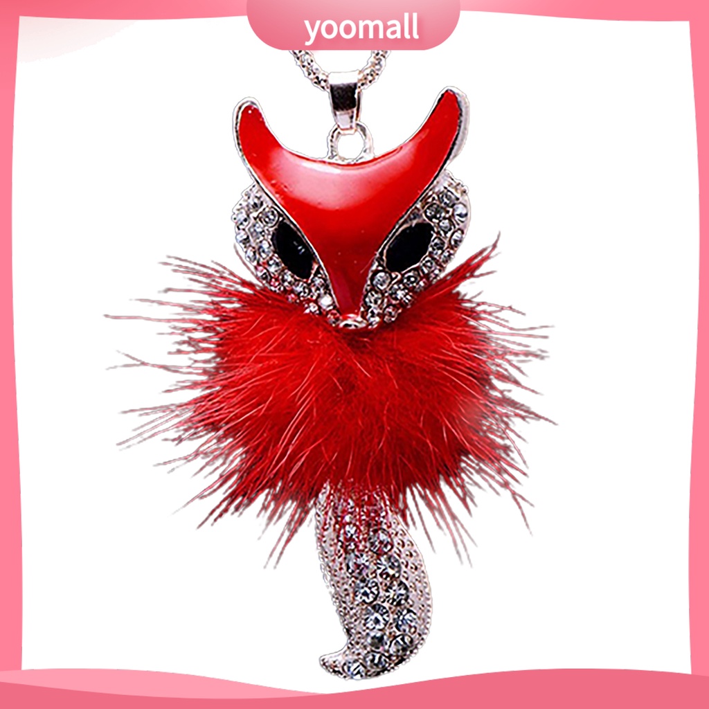 Vòng cổ Dài Mặt Hình Cáo Phối Lông Giả Dễ Thương Thời Trang Cho Nữ