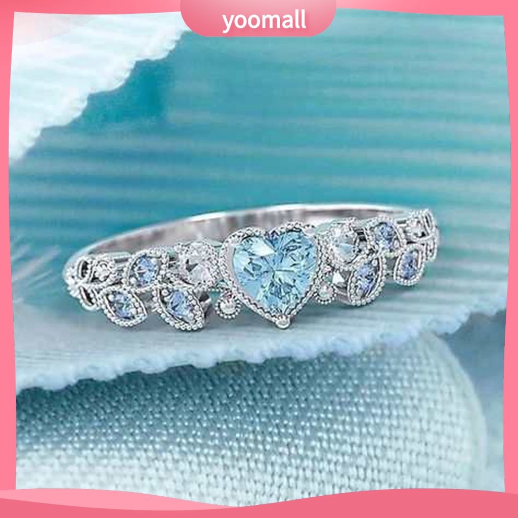 Nhẫn Đính Hôn Đính Đá Hình Trái Tim Tinh Tế Dành Cho Nữ