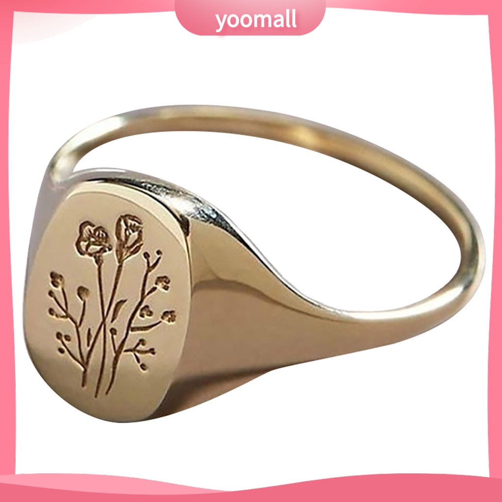 Nhẫn Đính Hôn Bằng Kim Loại Khắc Họa Tiết Hoa Hồng Đơn Giản Cho Nữ