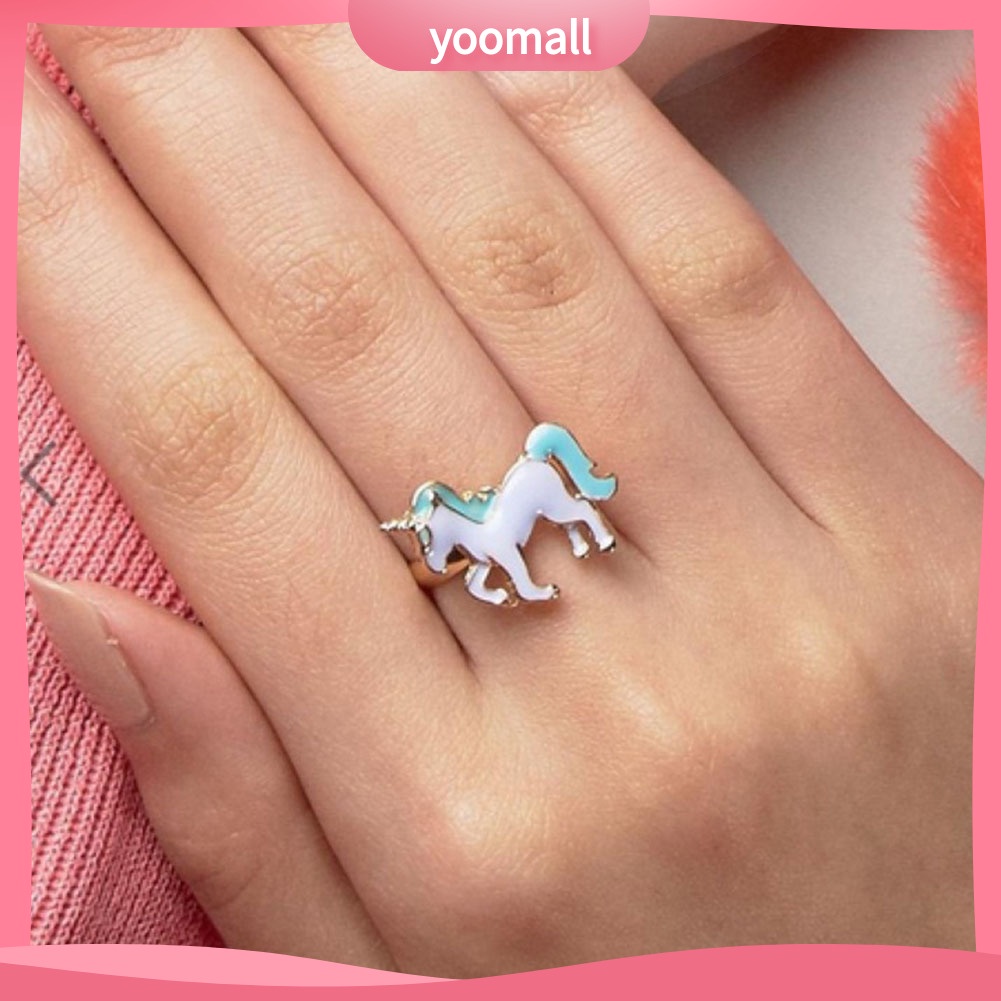 Nhẫn Tráng Men Họa Tiết Hoạt Hình Nàng Tiên Cho Nữ