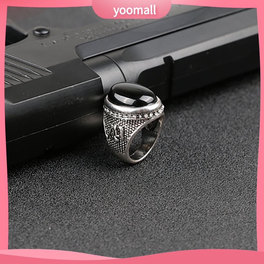 Nhẫn Nam Đính Đá Đen Phong Cách Vintage Cá Tính