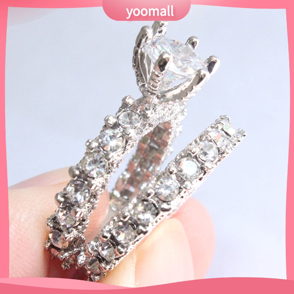 1 Cặp Nhẫn Đính Đá Toàn Diện Không Phai Màu Trọng Lượng Nhẹ Dành Cho Nữ