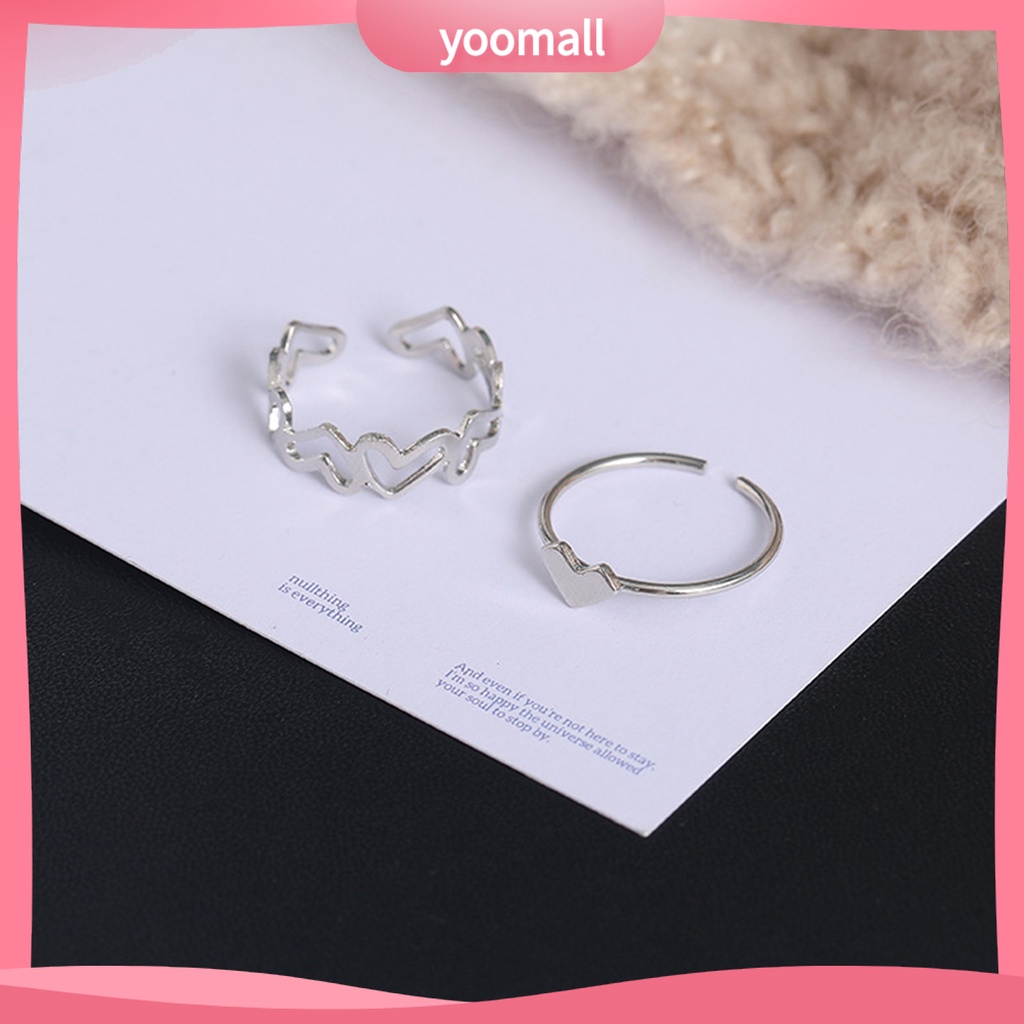 Nhẫn Hở Mạ Vàng Khắc Hình Trái Tim Có Thể Điều Chỉnh Kích Cỡ