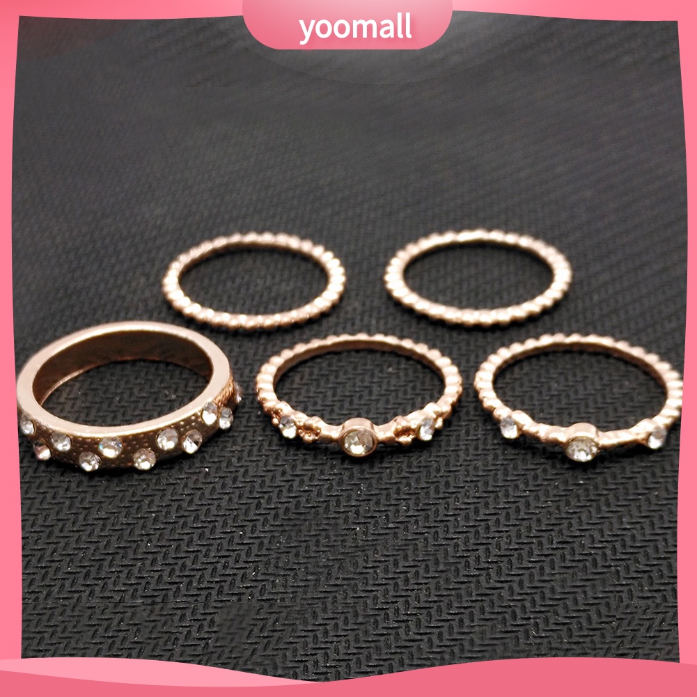 Set 5 Nhẫn Đeo Khớp Ngón Tay Phong Cách Bohemian Cổ Điển Dành Cho Nữ