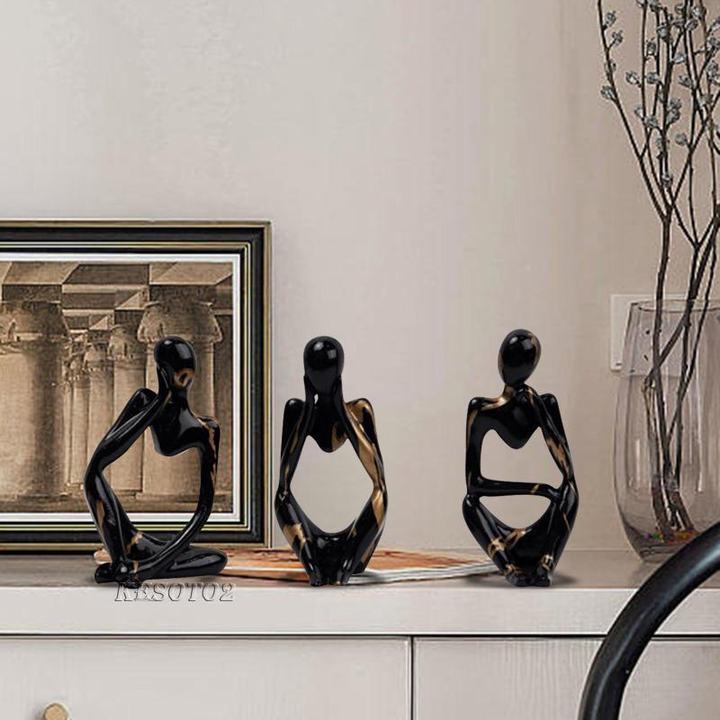 Bộ 3 Bức Tượng Nghệ Thuật Trừu Tượng Ngồi Trong Nhà