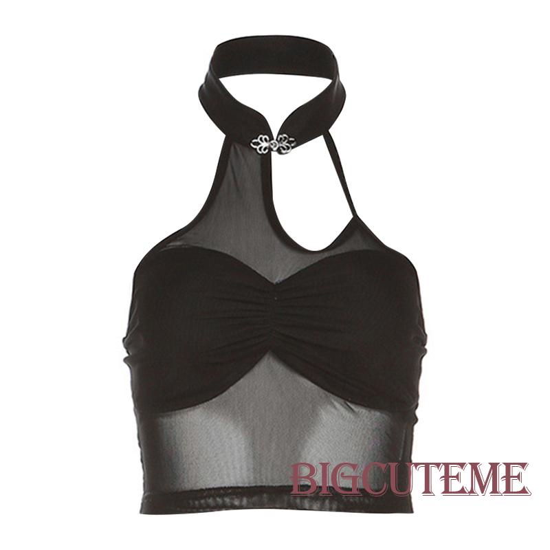 Áo Lửng Hai Dây Màu Đen Quyến Rũ Dành Cho Nữ