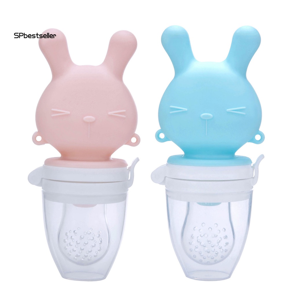 Núm Ti Giả Bằng Silicon Hình Thỏ 3D Dễ Thương Có Khóa Cài Cho Bé