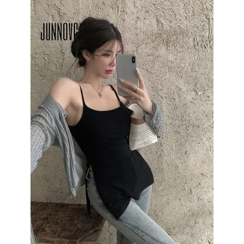 Áo nữ JUNNOVGAL không tay hai dây hở lưng có mút ngực sexy thời trang mới 2023