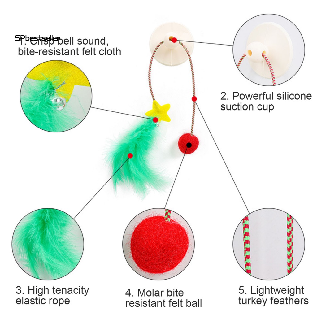 Gậy Trêu Mèo Đính Lông Vũ Có Giác Hút Tiện Dụng