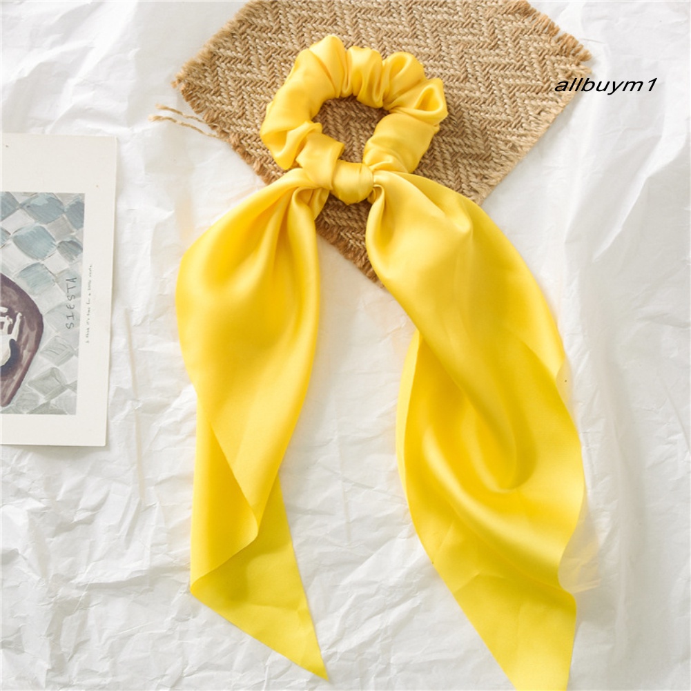 Dây Cột Tóc Ruy Băng Satin Co Giãn Thắt Nơ Cho Nữ