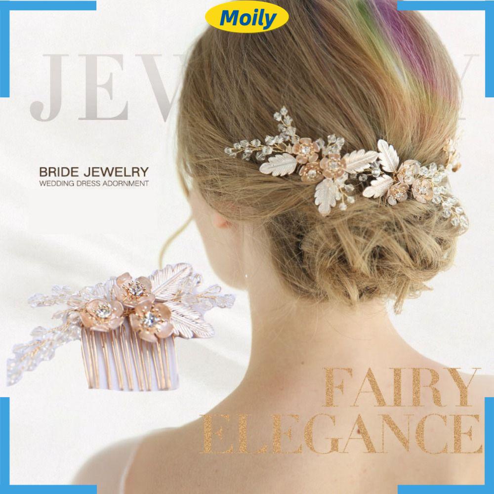 MOILYVN Lược Cài Tóc Cô Dâu Hình Chiếc Lá