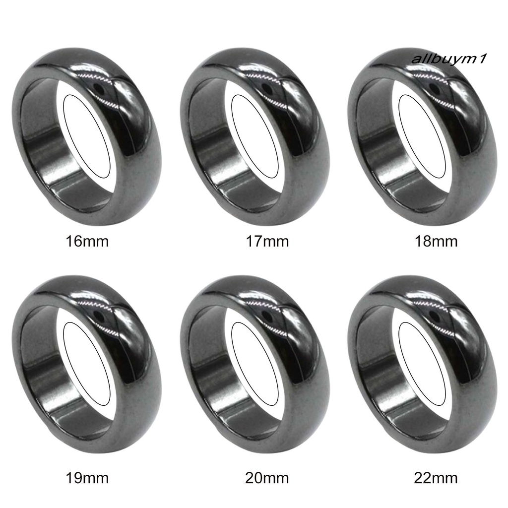 Nhẫn Đá Hematite Bản Rộng 6mm Thiết Kế Đơn Giản Thời Trang Cho Nam Và Nữ