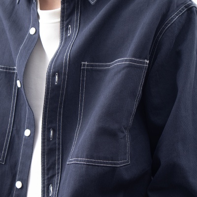 Áo Sơ Mi Nam Có Túi Màu Trơn Phong Cách Nhật Bản Thời Trang Mùa Xuân 2106