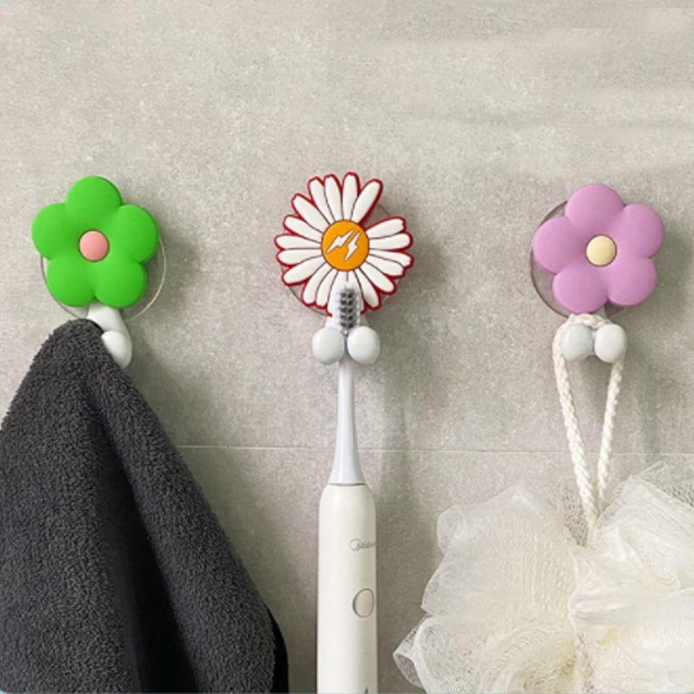 GIOVANNI Giá Đỡ Bàn Chải Đánh Răng Gắn Tường Bằng PVC Không Cần Đục Lỗ Hình Bông Hoa Tiện Dụng Cho