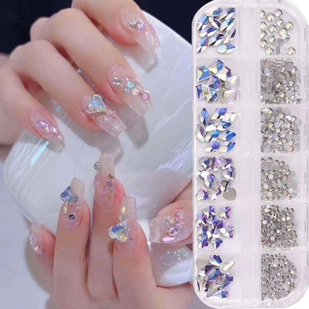 ANEMONE Phụ Kiện Đính Đá 3D Nhiều Hình Dạng Trang Trí Móng Tay Cho Nữ