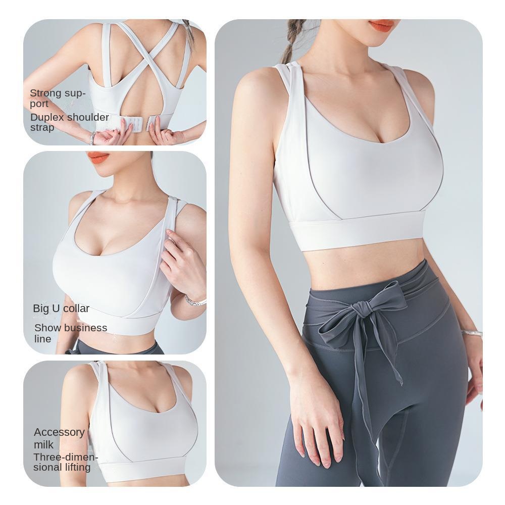 Áo lót thể thao cúp cố định hình chữ U một mảnh áo ngực tập thể dục chạy bộ tập yoga chống va đập chống chảy xệ lưng đẹp cho nữ