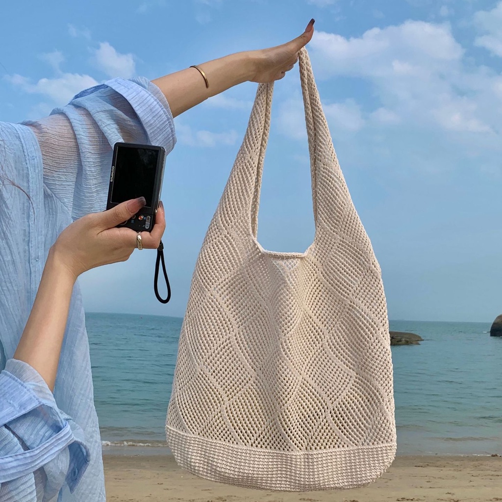 Túi Xách Len Dệt Kim Phong Cách Retro Dành Cho Nữ
