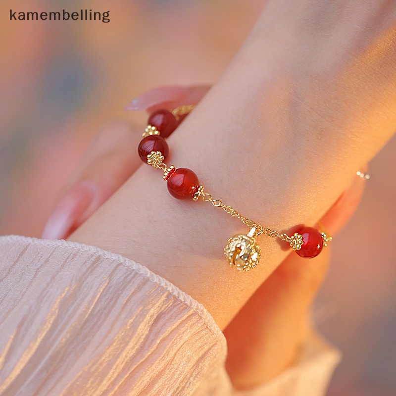 Vòng Tay Hạt Đỏ Hai Lớp Khắc Chữ Fu Thời Trang Cho Nữ