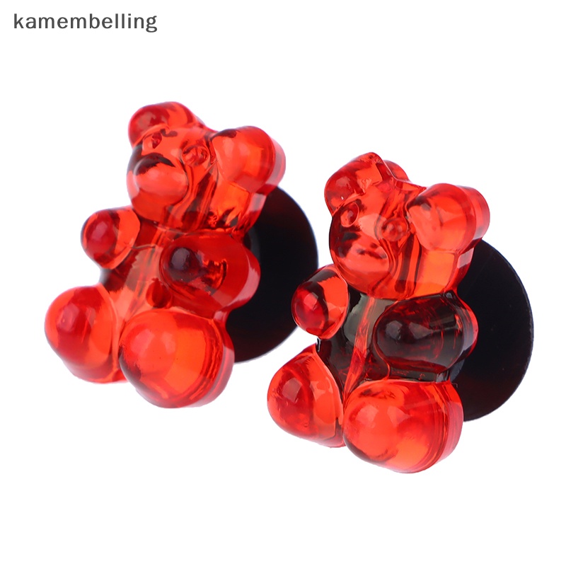 Kamembelling Set 2 Phụ Kiện Nút Nhựa Hình Gấu Hoạt Hình Màu Kẹo Trang Trí Giày Cho Bé Gái