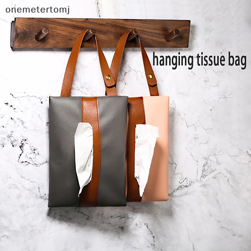 Onemetertomj Hộp Đựng Khăn Giấy Bằng Da Phong Cách Bắc Âu Treo Sau Ghế Xe Hơi