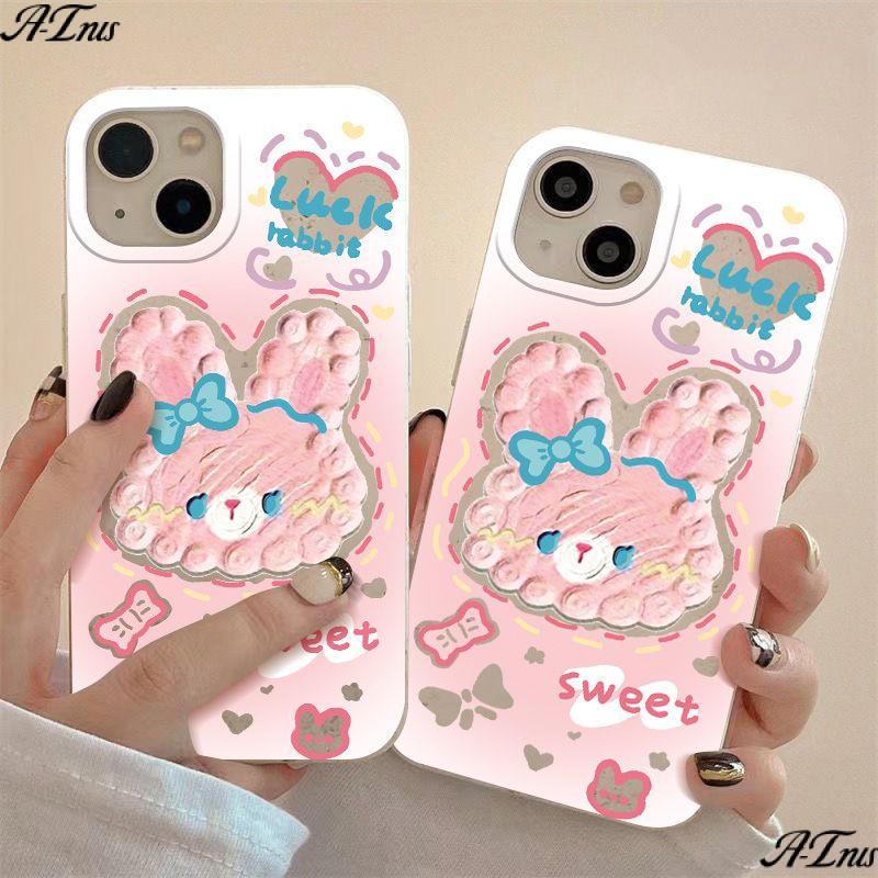 Ốp Điện Thoại Mềm Chống Sốc Đính Kẹp Tóc Hình Thỏ Hồng / Xanh Dương 138p 7In14Promax iPhone12 11 JOU8