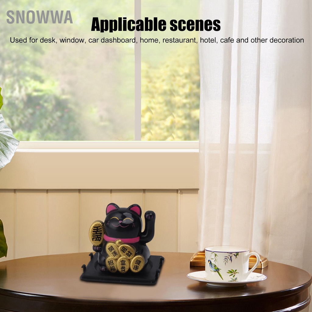 Snowwa Mèo May Mắn Chạy Bằng Năng Lượng Mặt Trời 2 Inch Mini Dễ Thương Vẫy Tay Của Cải Chào Đón Trang Trí Xe Hơi Gia Đình