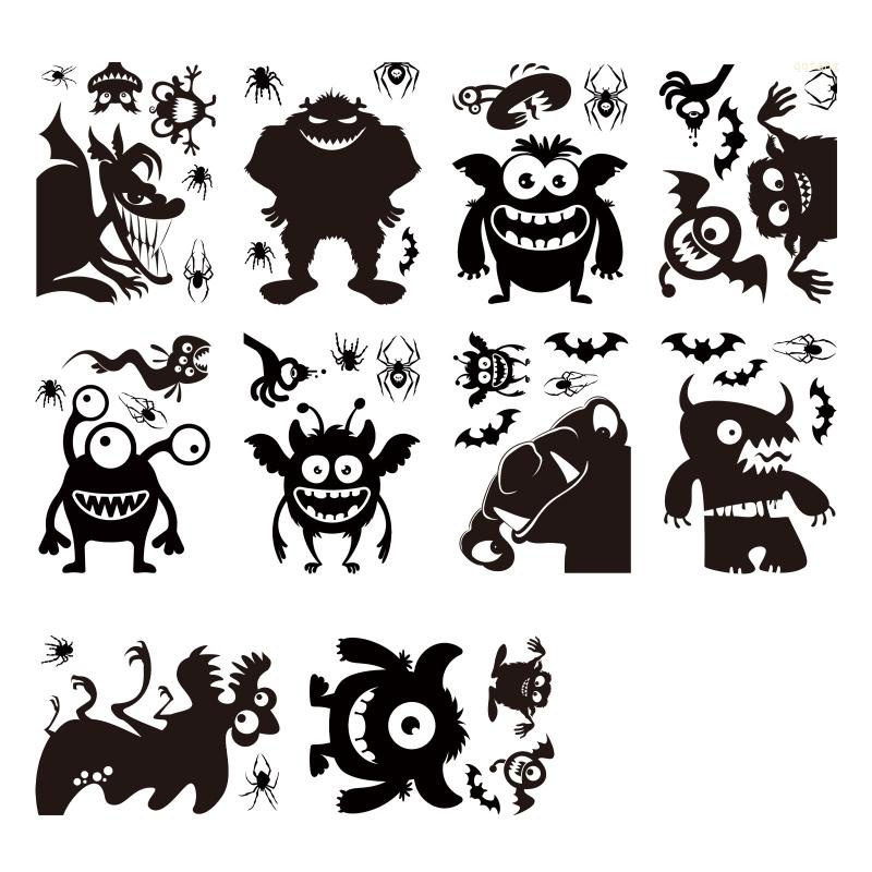 QQ Set 44 Sticker Dán Cửa Kính Cửa Sổ Trang Trí Halloween