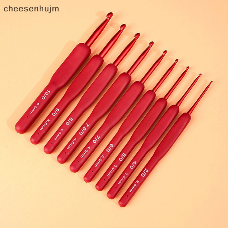 1 Móc Đan Len Thủ Công Bằng Nhôm Và Silicon Màu Đỏ 2 / 2.5 / 3 / 3.5 / 4 / 4.5 / 5 / 5.5 / 6mm