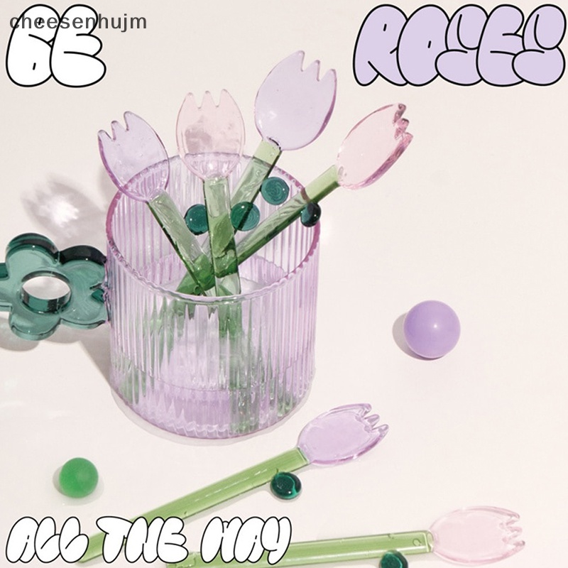 Muỗng Khuấy Cà Phê Bằng Thủy Tinh Trong Suốt Hình Hoa