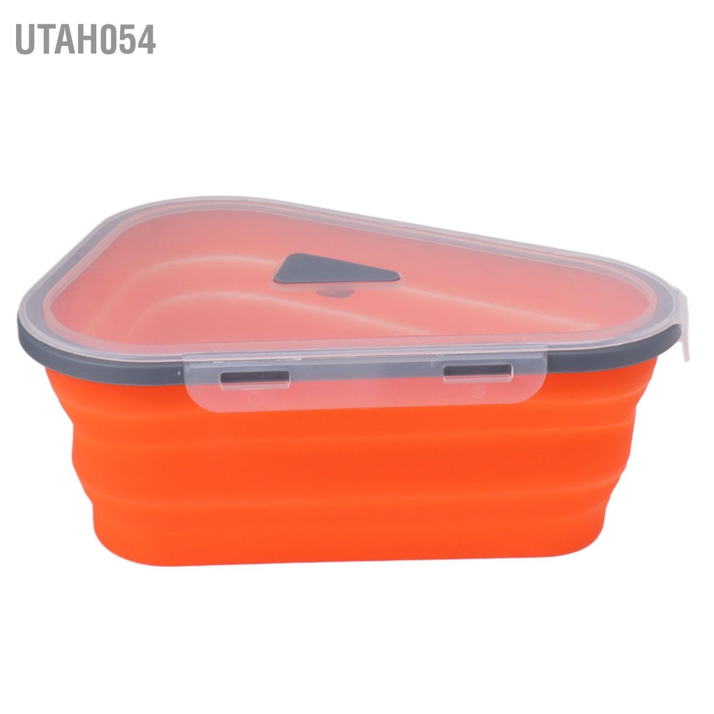 Utah054 Hộp lưu trữ bánh pizza có thể mở rộng tái sử dụng với 5 khay dùng được trong lò vi sóng bằng silicon điều chỉnh Màu cam