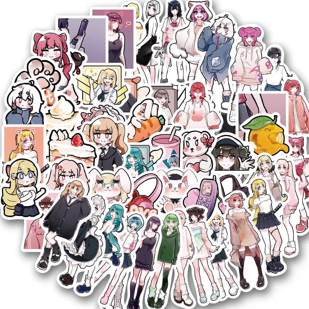 Set 60 Miếng Dán Hoạt Hình Dễ Thương Trang Trí Vali / Laptop / Điện Thoại / Sổ Tay