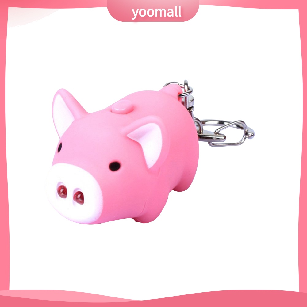 Móc Khóa Hình Heo Có Đèn LED Dễ Thương