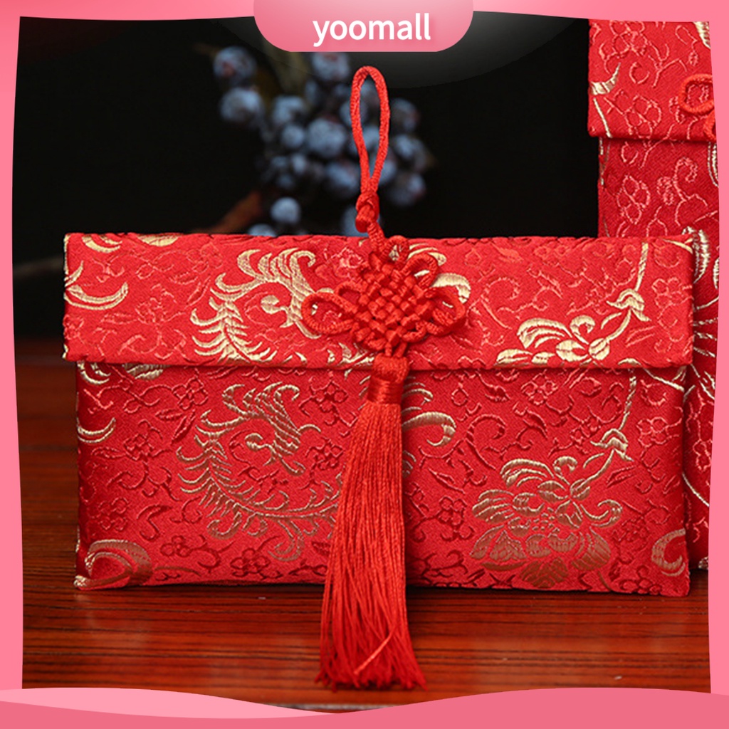 Bao Lì Xì Năm Mới Bằng Vải Màu Đỏ Phong Cách Trung Hoa
