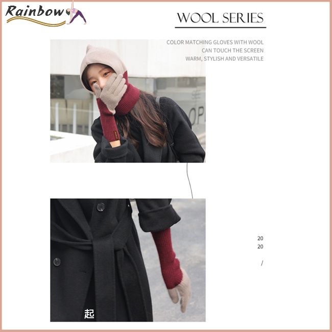Găng Tay Len Hở Ngón Chống Gió Cảm Ứng Nhiều Màu Sắc Thời Trang Mùa Đông Cho Nữ