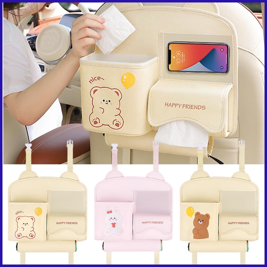 Túi Da PU Đựng Đồ Đa Năng Chống Thấm Nước In Họa Tiết Hoạt Hình Dễ Thương Gắn Ghế Sau Xe Hơi