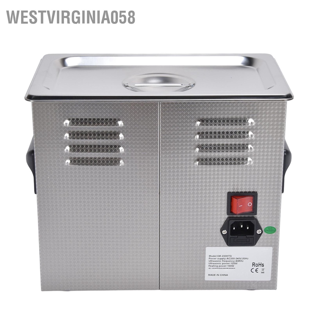 Westvirginia058 Máy làm sạch siêu âm Sonic 3.2L 120W Hẹn giờ kỹ thuật số cho trang sức thủy tinh
