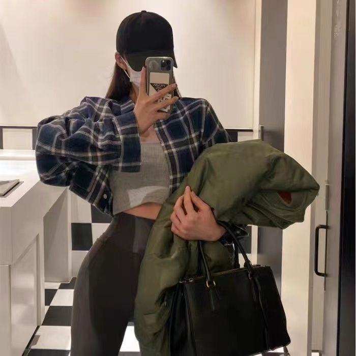 Áo Sơ Mi Nữ Dài Tay Cổ Bẻ Form Rộng Họa Tiết Ca Rô Thời Trang Mới