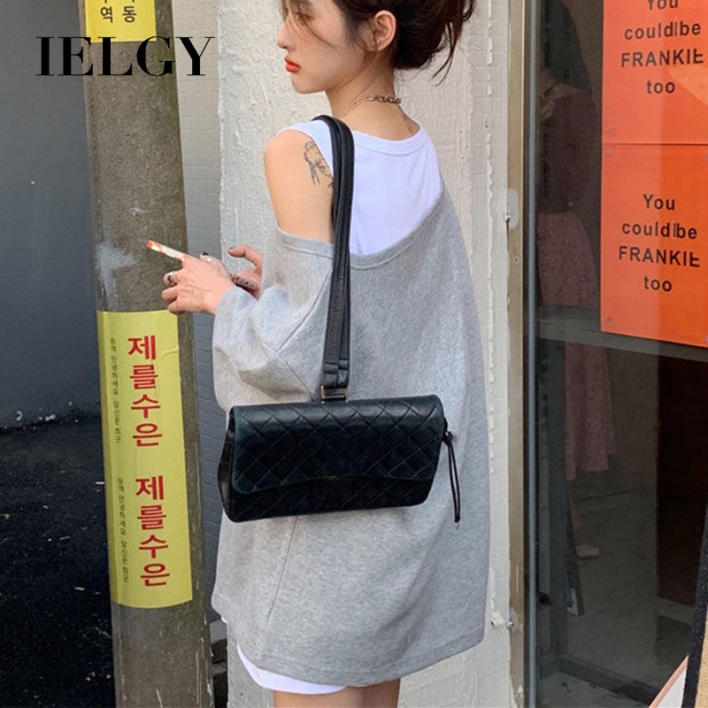 Áo thun IELGY tay ngắn dáng rộng hở vai phong cách Hàn Quốc thời trang cho nữ