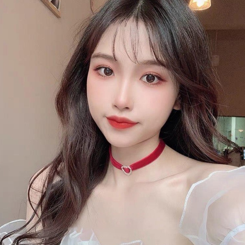 Vòng Cổ Choker Dây Nhung Mềm Mặt Trái Tim Thời Trang Cho Nữ