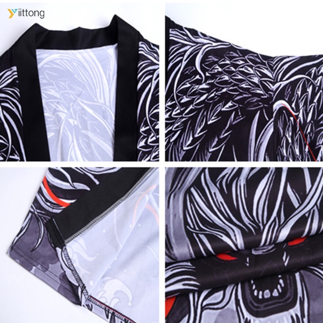 Áo Khoác Kimono Tay Lỡ 3 / 4 Dáng Rộng In Hình Rồng Phong Cách Trung Hoa Thời Trang Mùa Hè Cho Nam Và