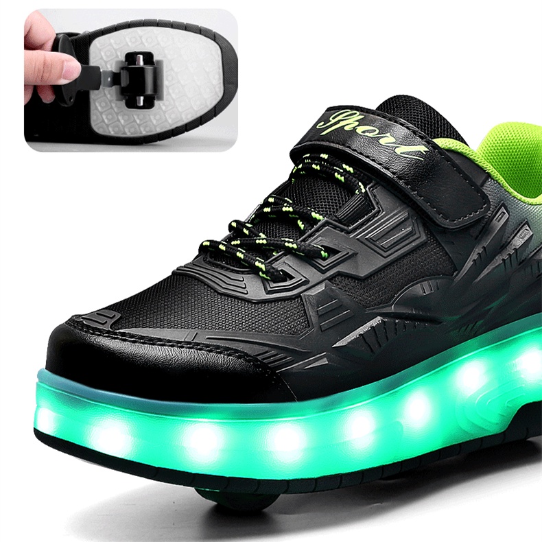 Giày Trượt Patin Hai Bánh Xe Có Đèn LED Siêu Nhẹ Thời Trang Cho Người Lớn Và Trẻ Em