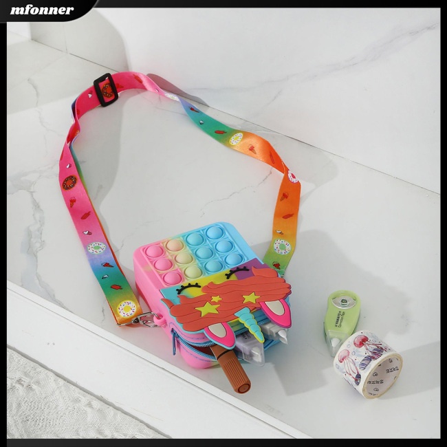 Túi Đeo Chéo Vai Hình Kỳ Lân Bằng Silicone Có Khóa Kéo Dành Cho Bé Trai Gái