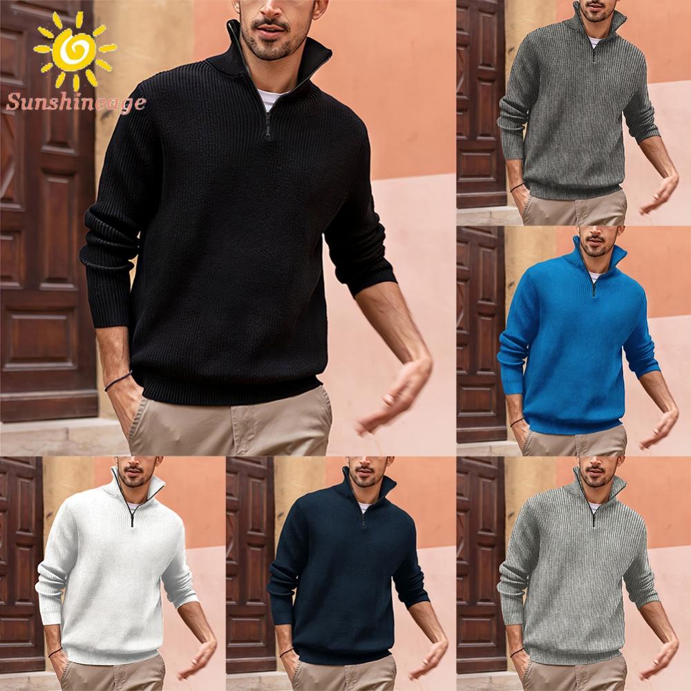 Áo Sweater Mùa Đông Cổ Cao Chất Liệu Dệt Kim Dày Dặn Có Size L Đến 3XL Cho Nam Giới